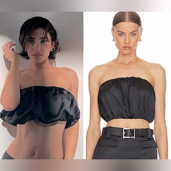 Helsa Tops - Final drop! Price firm! NWT HELSA black satin blouson tube top - XS